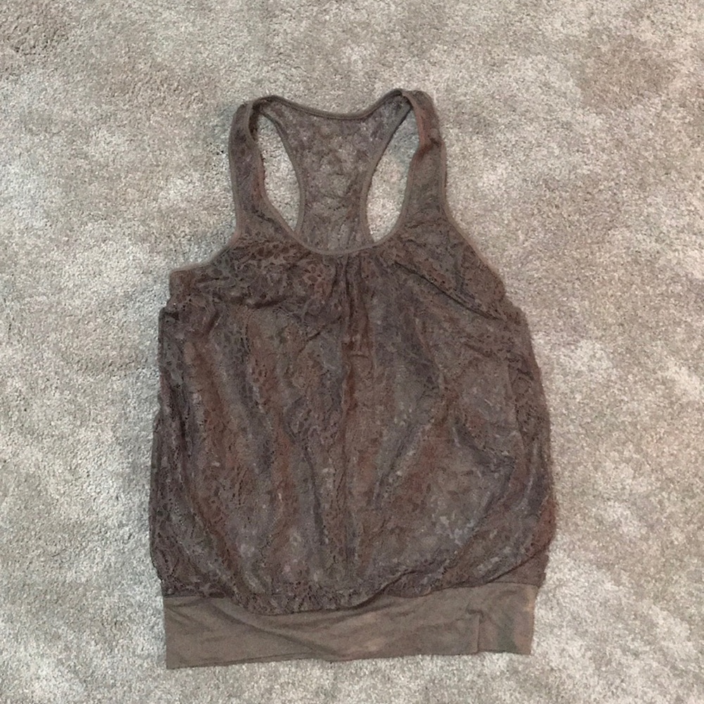 Brown lace racerback top